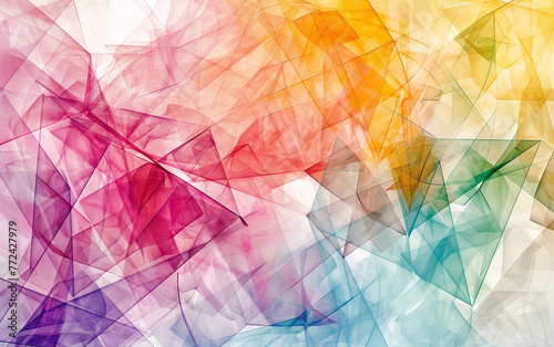 Vibrant Geometric Artwork Isolated On Transparent Background PNG.