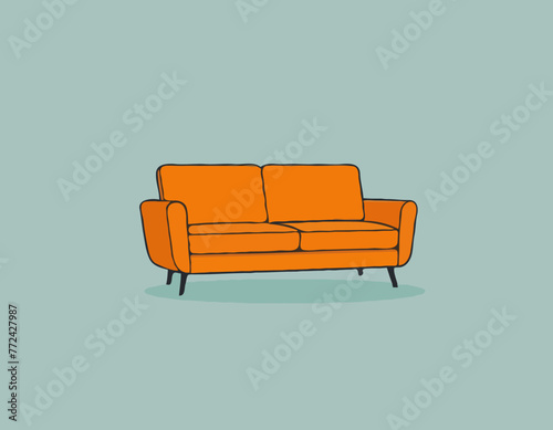 Orange sofa from Central Perk, soft settee for home photo