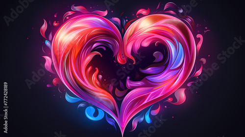 Heart shape symbol for Valentines Day, Bright color