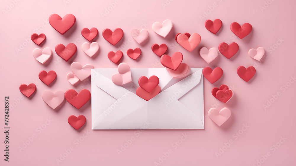 Mothers day concept with hearts in envelope