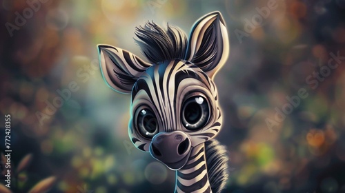 A cartoon zebra with even bigger eyes and a more exaggeratedly cute expression. ] photo