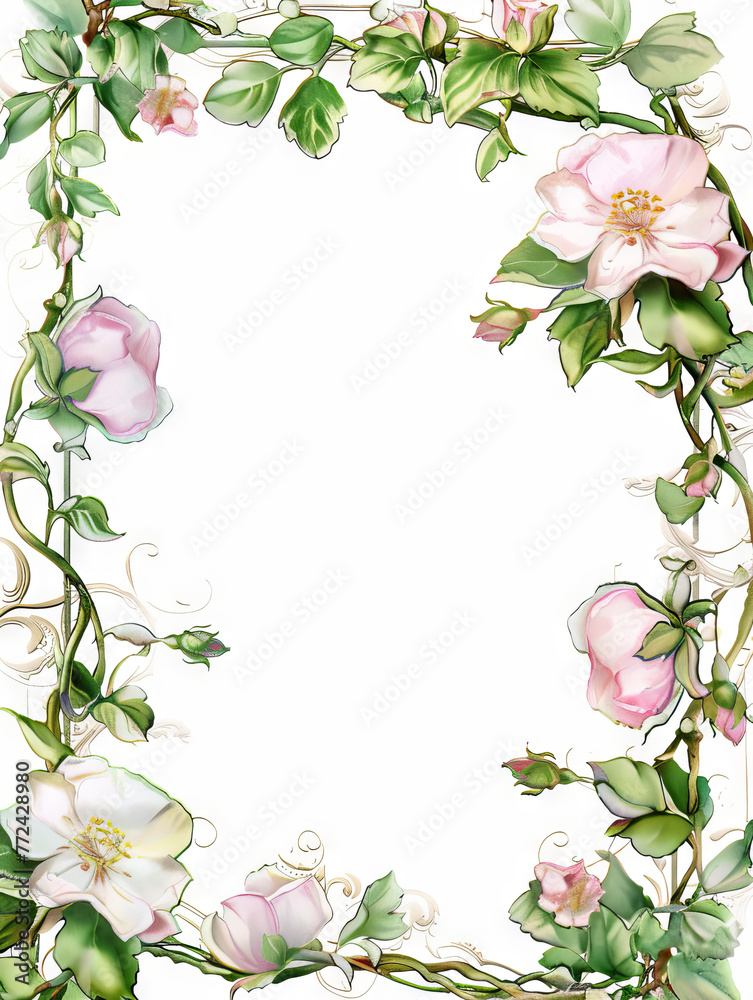 Fototapeta premium Floral Background on white with copy space