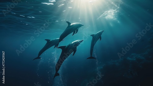 Underwater footage of dolphins swimming in the ocean © Taylor Swift