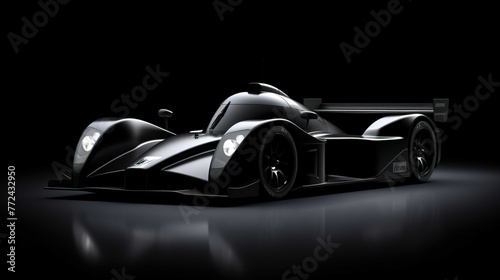 Racing car prototype, silhouette on black. Car of my own design Photo realistic render , Generate AI
