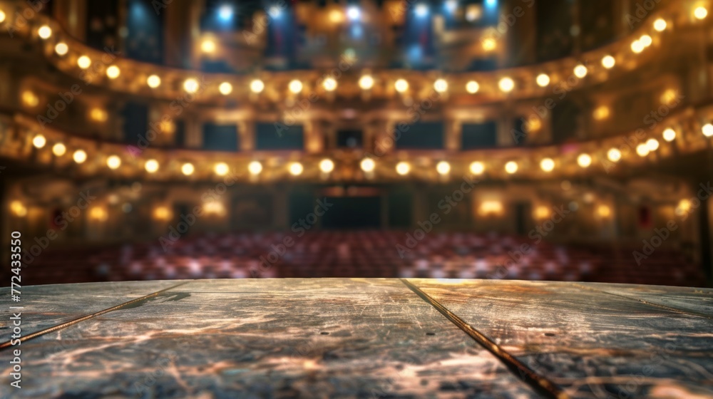 Stone table top with copy space. Theater background Stone table top with copy space. Theater background