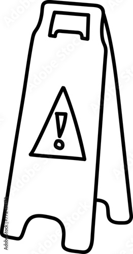 caution wet floor sign hand drawn illustration
