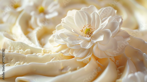 white cream with flower
