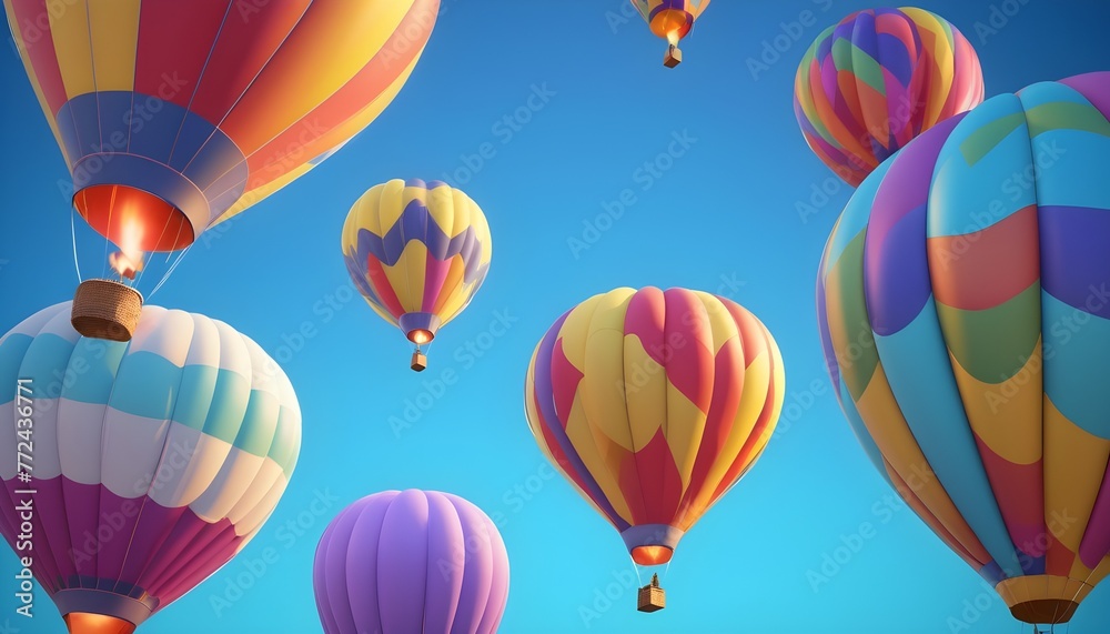 Fototapeta premium Colorful air balloons flying in the sky over clouds landscape