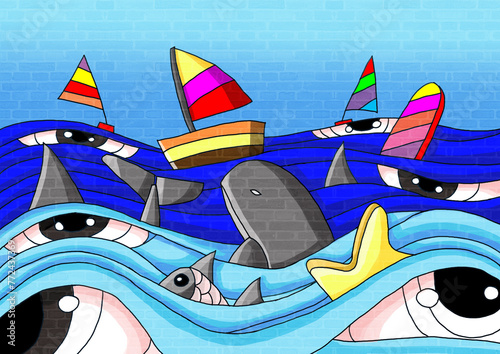 sea life design creative and pattern background paint
