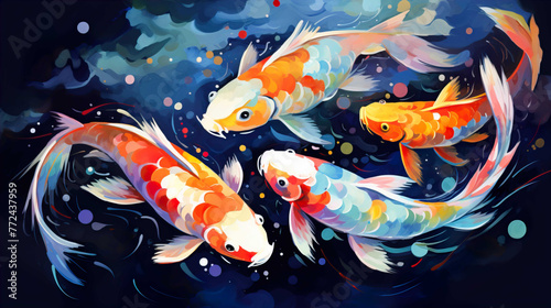 Colorful koi fish in a clear pond Generate AI