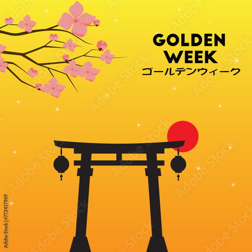Golden week vector illustration. ゴールデンウィーク also known as Golden Week which is a holiday period in Japan from 29 April to 5 May containing multiple public holidays