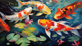Colorful koi fish in a clear pond  Generate AI