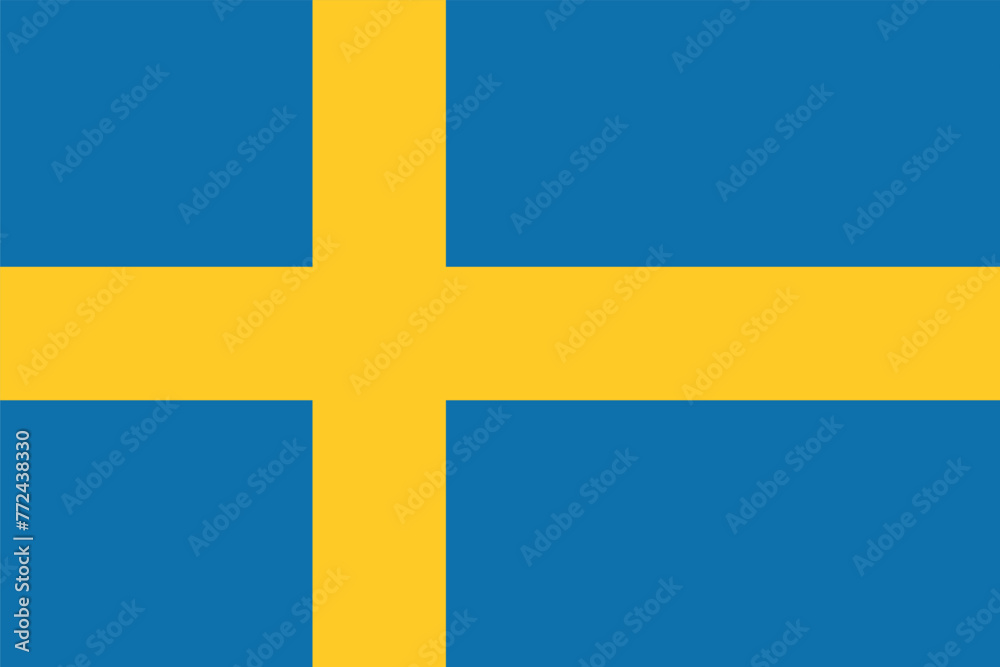 Flag of Sweden. Yellow cross on a blue background. Symbol of the Kingdom of Sweden. Isolated vector illustration. Flag of Sweden. Yellow cross on a blue background. Symbol of the Kingdom of Sweden. Isolated vector illustration.