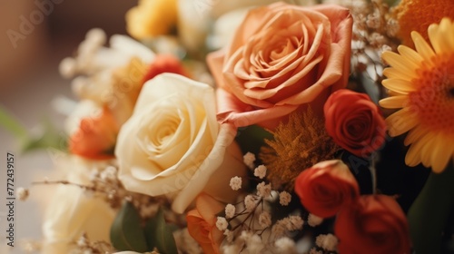 Sun-kissed floral collection  close-up of roses and complementary flowers  capturing essence of spring and growth