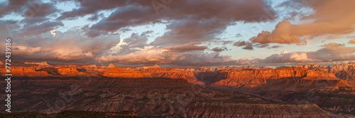 Panorama Landscape of Zion National Park at Sunset