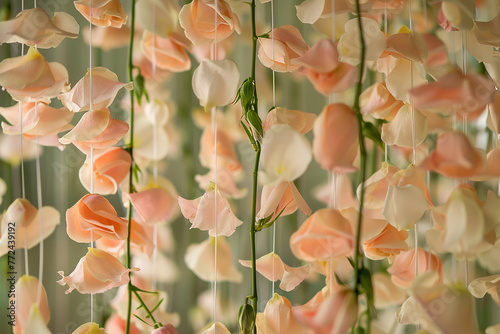 Soft petals delicately arranged on banners, creating an enchanting and peaceful floral display.