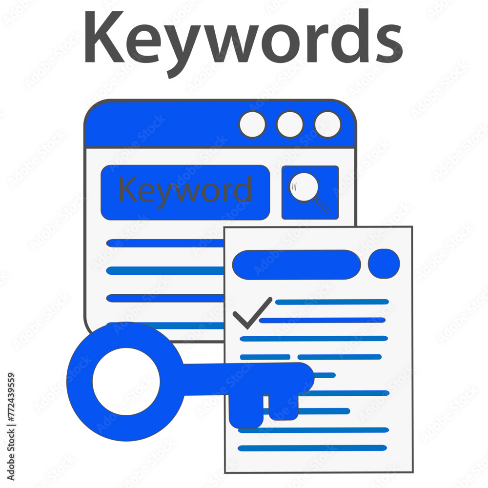 Blue icon, concept, keywords, vector illustration. Blue icon, concept, keywords, vector illustration.