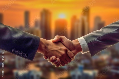 Businessmen shaking hands for a good deal, generative ai