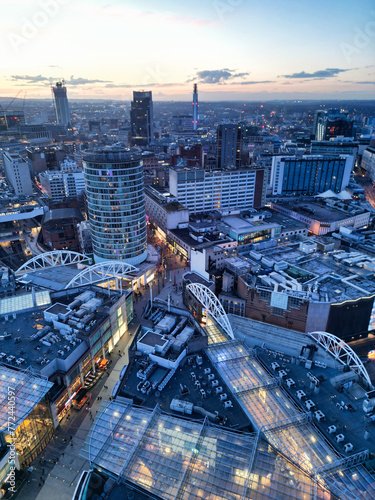 City Centre Buildings of Birmingham Central City of England United Kingdom During Sunset.