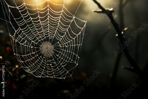 Deadly Spider poison web. Animal fear scary insect pattern. Generate Ai