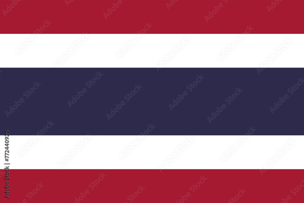 Flag of Thailand. Five horizontal stripes in three colors: red, white, blue. State symbol of the Kingdom of Thailand. Isolated vector illustration. Flag of Thailand. Five horizontal stripes in three colors: red, white, blue. State symbol of the Kingdom of Thailand. Isolated vector illustration.