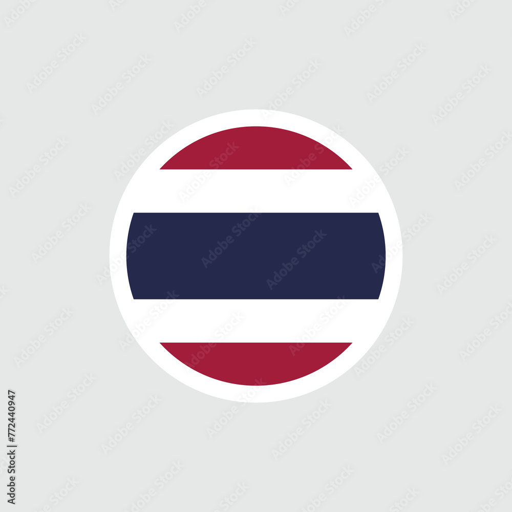 Flag of Thailand. Five horizontal stripes in three colors: red, white, blue. State symbol of the Kingdom of Thailand. Isolated vector illustration. Flag of Thailand. Five horizontal stripes in three colors: red, white, blue. State symbol of the Kingdom of Thailand. Isolated vector illustration.