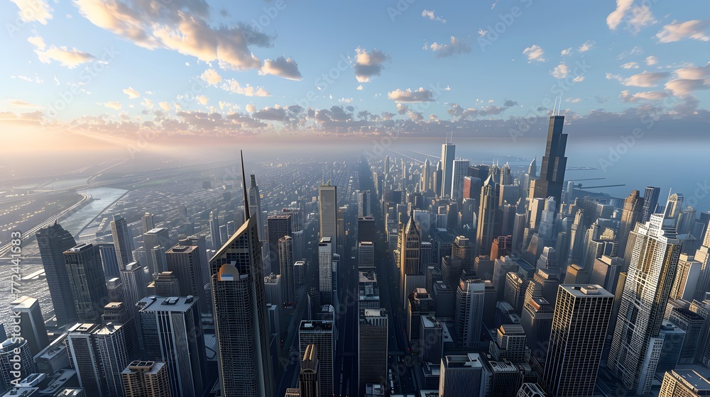 Fototapeta premium Vivid 3D portrayal of the iconic skyline in a bustling metropolis AI Image