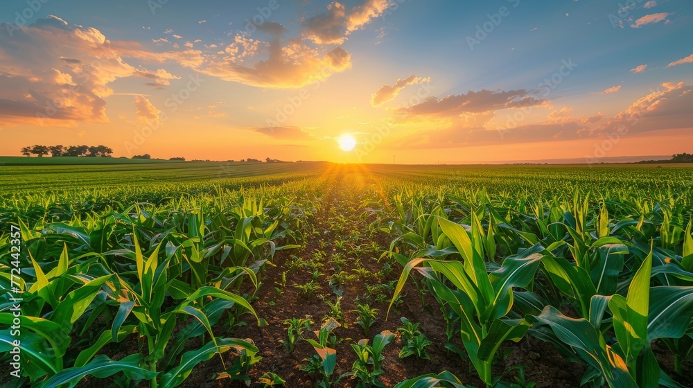 Sun Setting Over Wheat Field Sun Setting Over Wheat Field