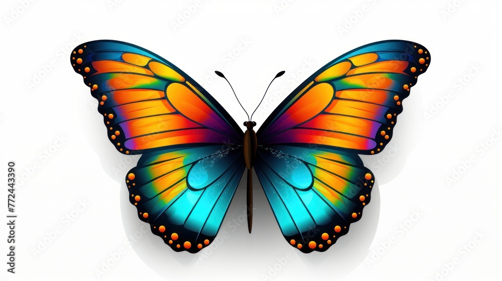A celebration of nature: a bright butterfly with graceful wings, on a white background. A celebration of nature: a bright butterfly with graceful wings, on a white background.
