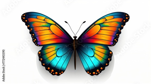 A celebration of nature: a bright butterfly with graceful wings, on a white background.