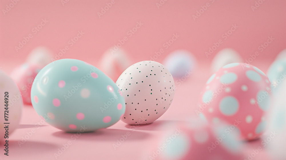 Cute eggs in pastel colors  on a minimalistic background