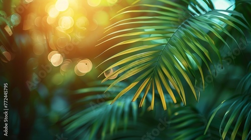 Sunlight Filtering Through Palm Tree Leaves © ArtCookStudio