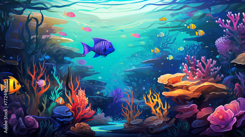  wallpaper design background   Aquarium with clear water  full colorful fish   Generate AI