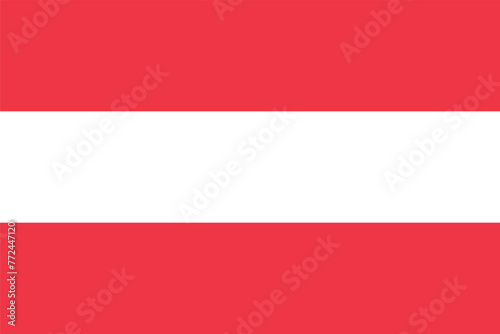 Flag of Austria in a round shape. Three stripes of red and white. Isolated vector illustration on grey background.