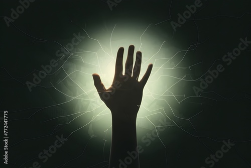 Overcoming obstacles hand reaches out of darkness, symbolizing resilience