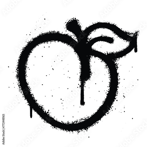 Graffiti spray peaches isolated on white background