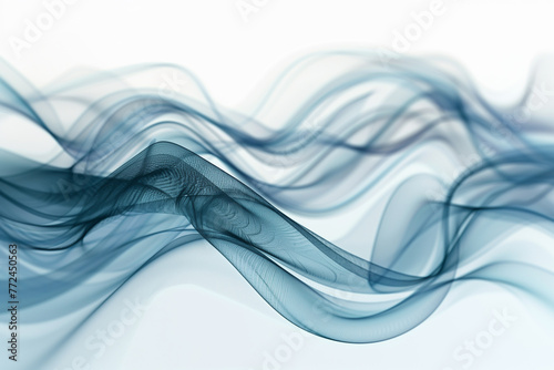 Blue smoke waves isolated on white background, backdrop, motion, pattern, shape