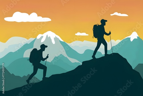 Wonder of exploration person hikes mountain, embracing sense of curiosity