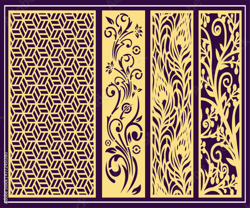 Jali design for graphic and plywood, partition, foam, acrylic and CNC machine cutting.