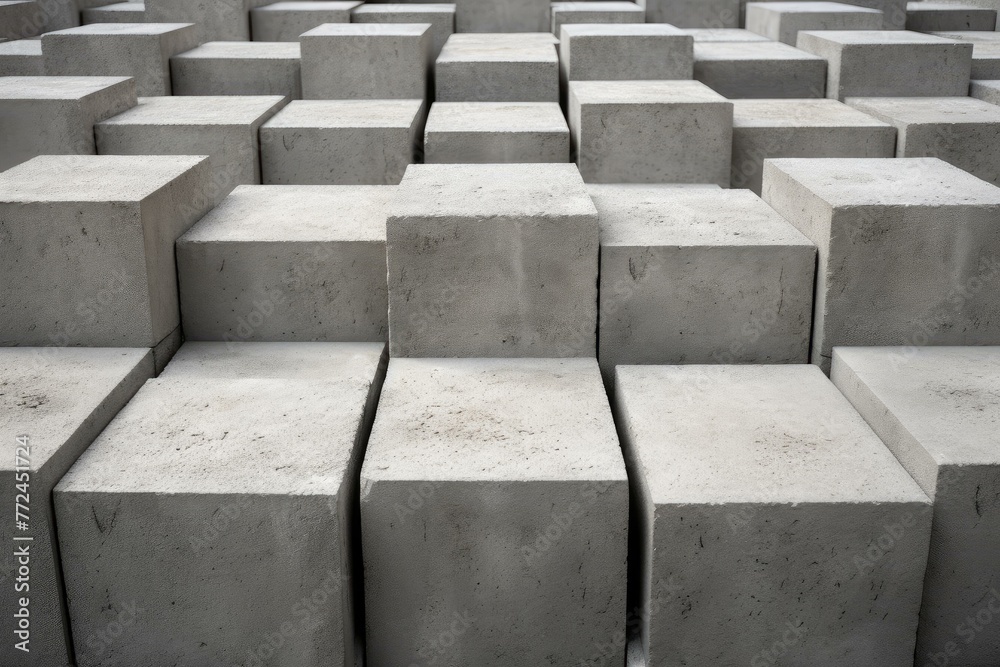 Fototapeta premium Square blocks room. Grunge concrete block pattern structure. Generate Ai