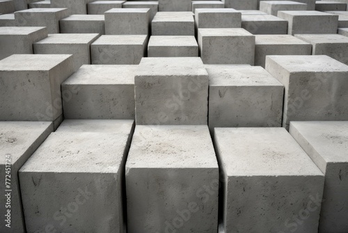 Square blocks room. Grunge concrete block pattern structure. Generate Ai