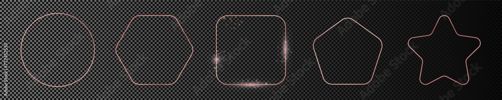 Rose gold glowing different geometric shape frame Rose gold glowing different geometric shape frame