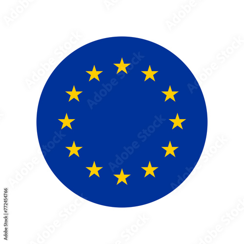 EU flag. European Union blue flag with yellow stars.
