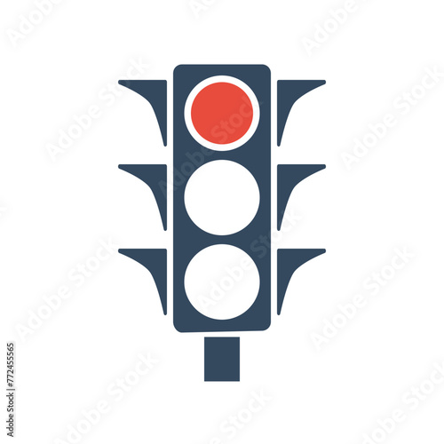 Red traffic light vector icon isolated on white background. Stop or danger signal symbol.