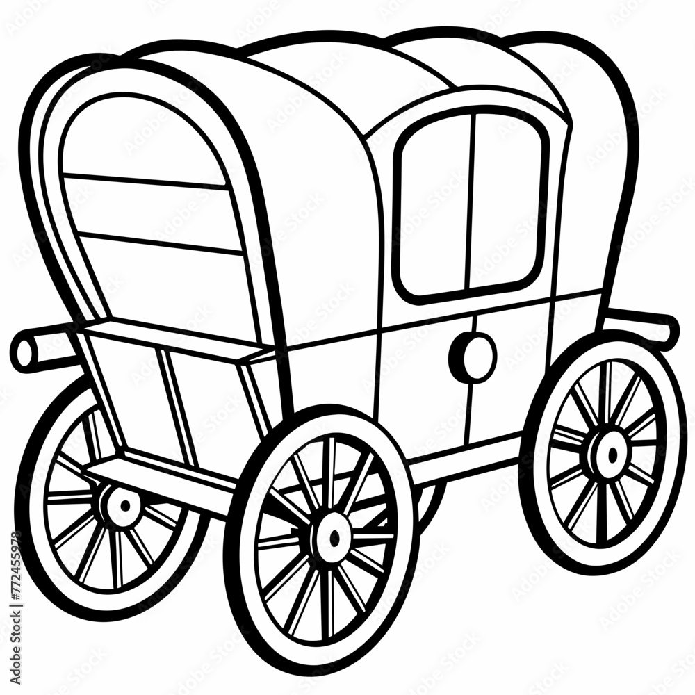 Vector Carriage, solid black outline coloring page, Carriage