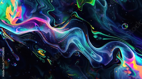 This intricate image showcases a fluid marble pattern with a symphony of neon colors that seems to ripple and flow in a dynamic and mesmerizing way