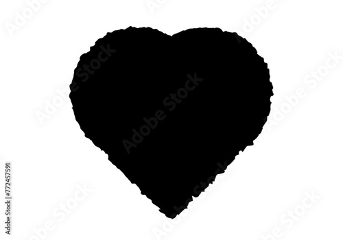 Corazón negro con bordes rugosos y agrietados.  photo