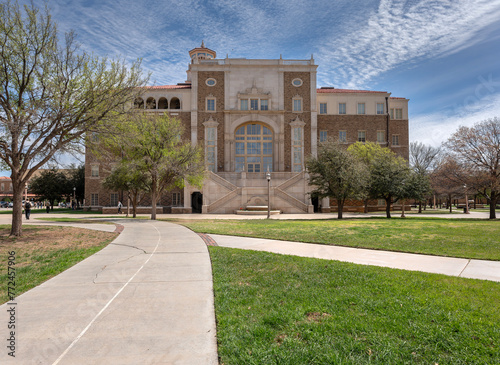 Exterior of the English-Humanities Building on the campus of Texas Tech University in Lubbock, Texas, USA