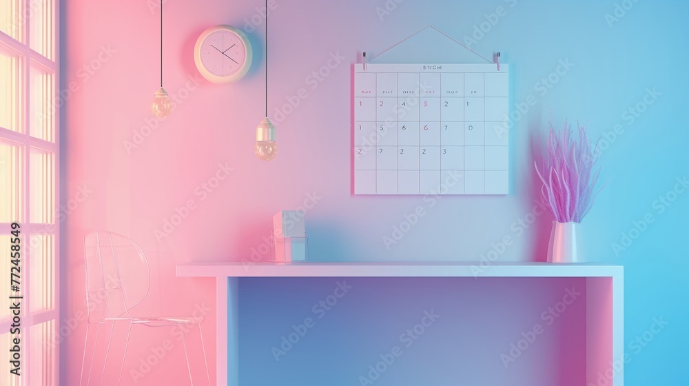 © Pairat - Highlighted 3D calendar, special date marked against a tranquil pastel backdrop, emblem of memorable moments © Pairat - Highlighted 3D calendar, special date marked against a tranquil pastel backdrop, emblem of memorable moments