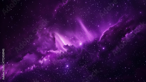 A purple sky with many stars. AI. photo
